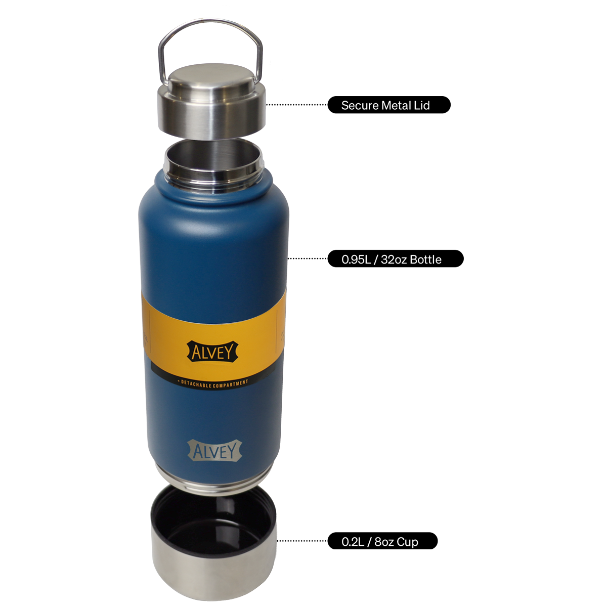 Alvey Water Bottle with Detachable Cup 950ml